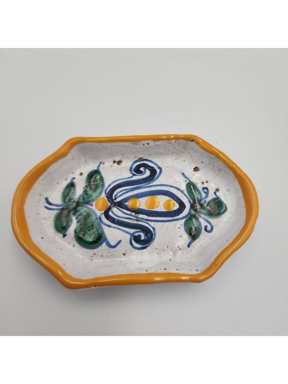 Vintage TALAVERA Hand Painted Ceramic Tray Ring Dish c.1940's Czech Karel Sup